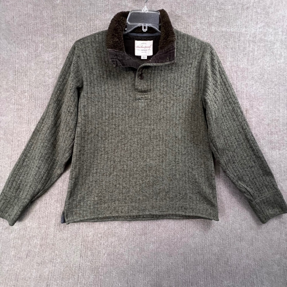 Weatherproof‎ Vintage Mens Sweater Olive Green Elbow Patch Pullover S